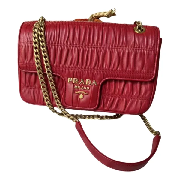 Diagramme leather handbag Red, Leather