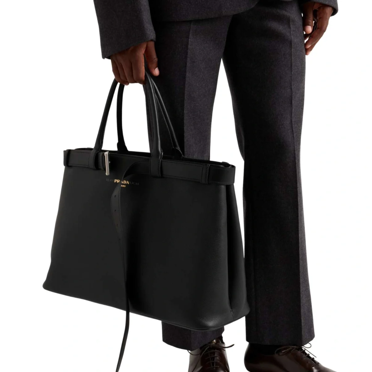 Prada Buckle Leather Bag with Belt Knockoff – PRD-007 - Image 5