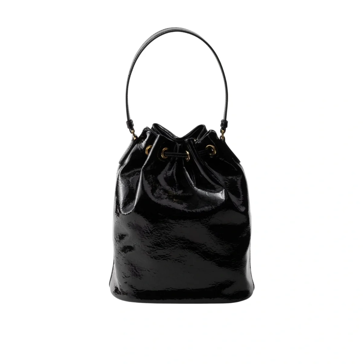 Prada Knockoff Duet Naplak Patent Leather Bucket Bag - PRD-015 - Image 4