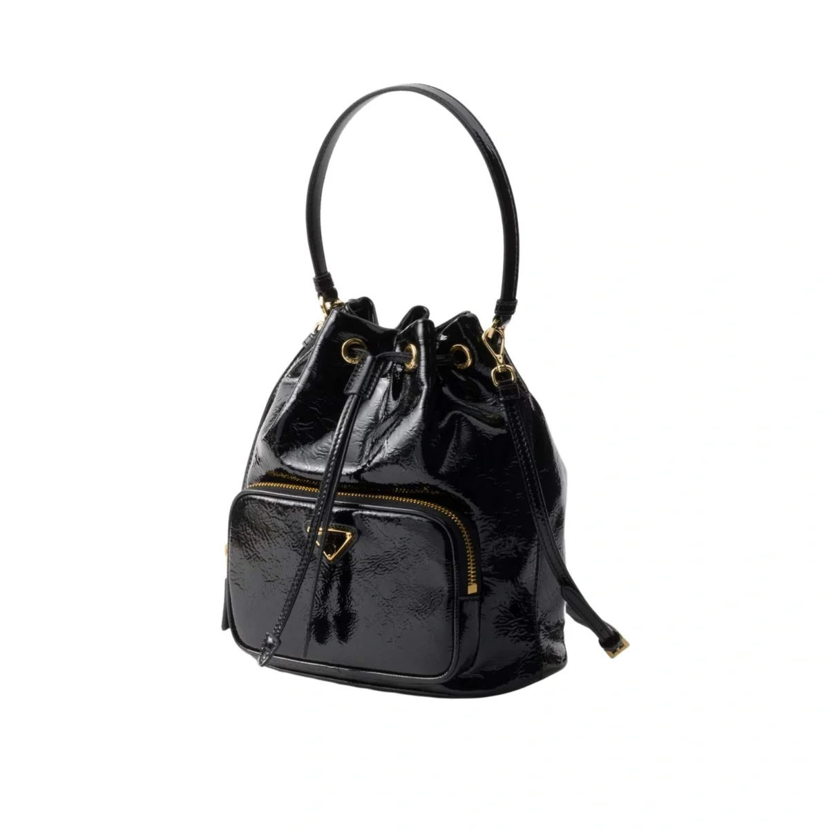 Prada Knockoff Duet Naplak Patent Leather Bucket Bag - PRD-015 - Image 2