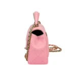 Pink & Green Quilted Lambskin Rectangular Mini Flap Bag with Top Handle – CHN-009 - Image 3