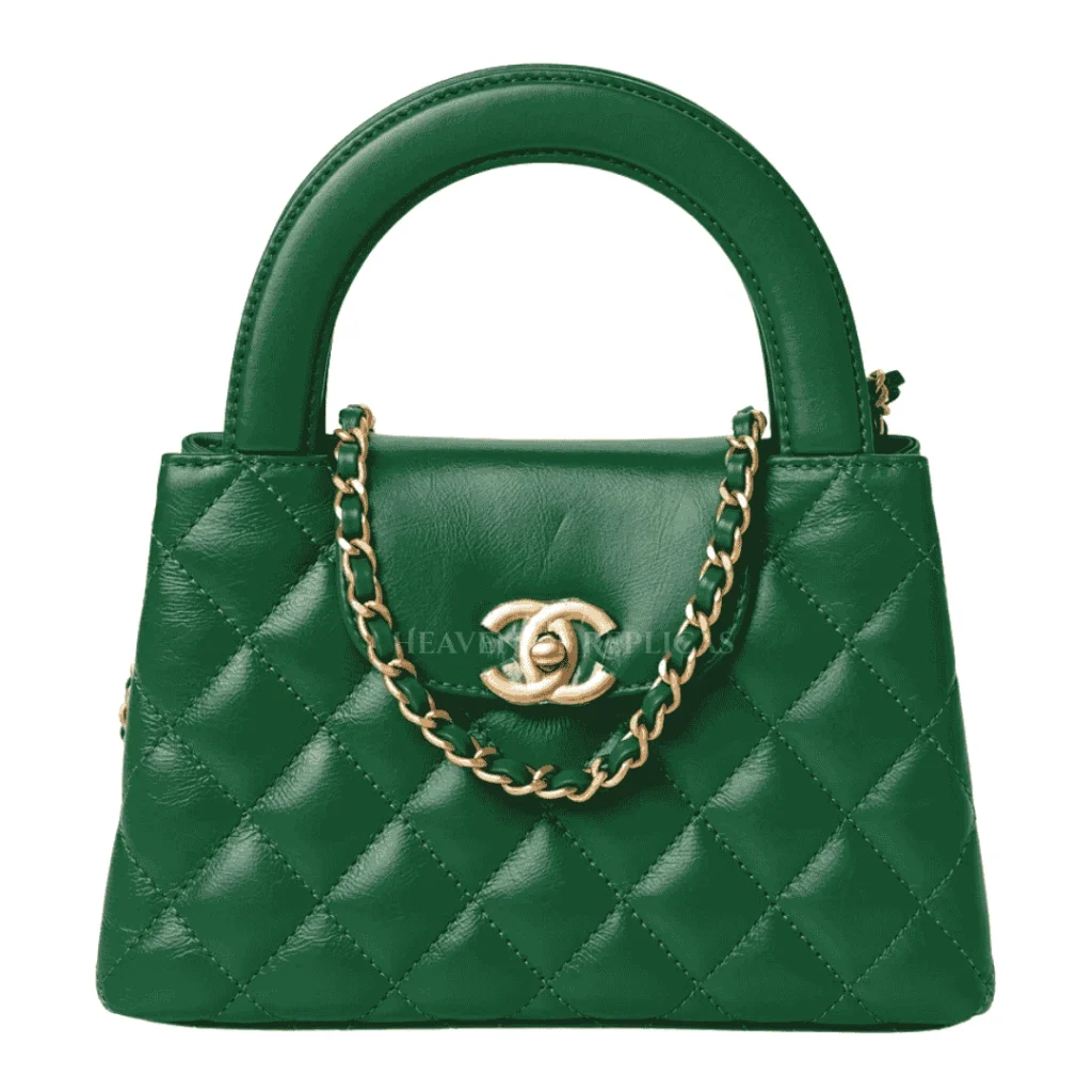 Chanel Shiny Aged Calfskin Quilted Nano Kelly Shopper Green – CHN-007