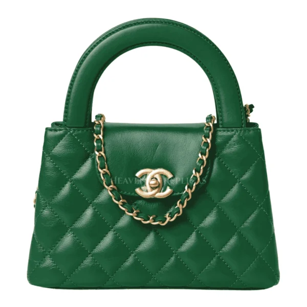 Chanel Shiny Aged Calfskin Quilted Nano Kelly Shopper Green – CHN-007