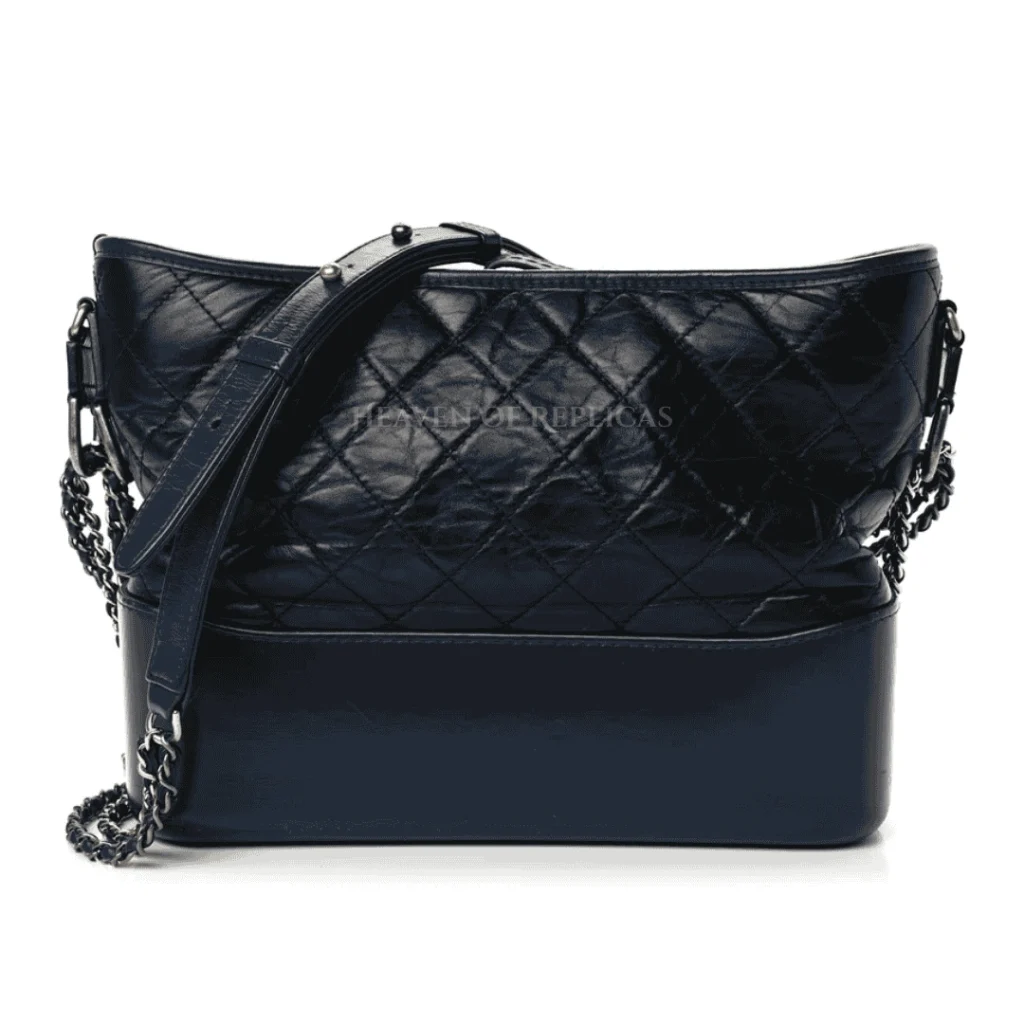Chanel Aged Calfskin Quilted Medium Gabrielle Hobo Navy Black – CHN-008