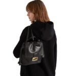 Black Leather Backpack Knockoff– FEN-006 - Image 5
